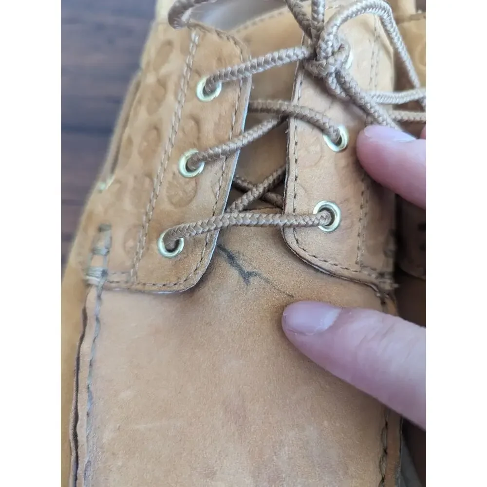 Timberland Light Brown Leather Boat Shoes with embossed logo Mens Size 10.5